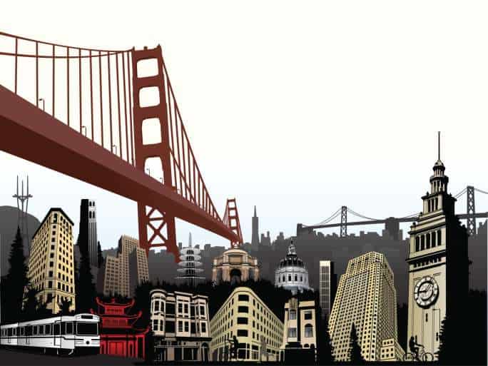 illustration of world city landmarks