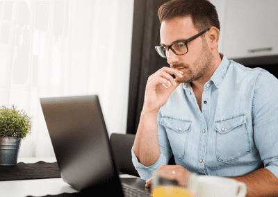 man working in his home office