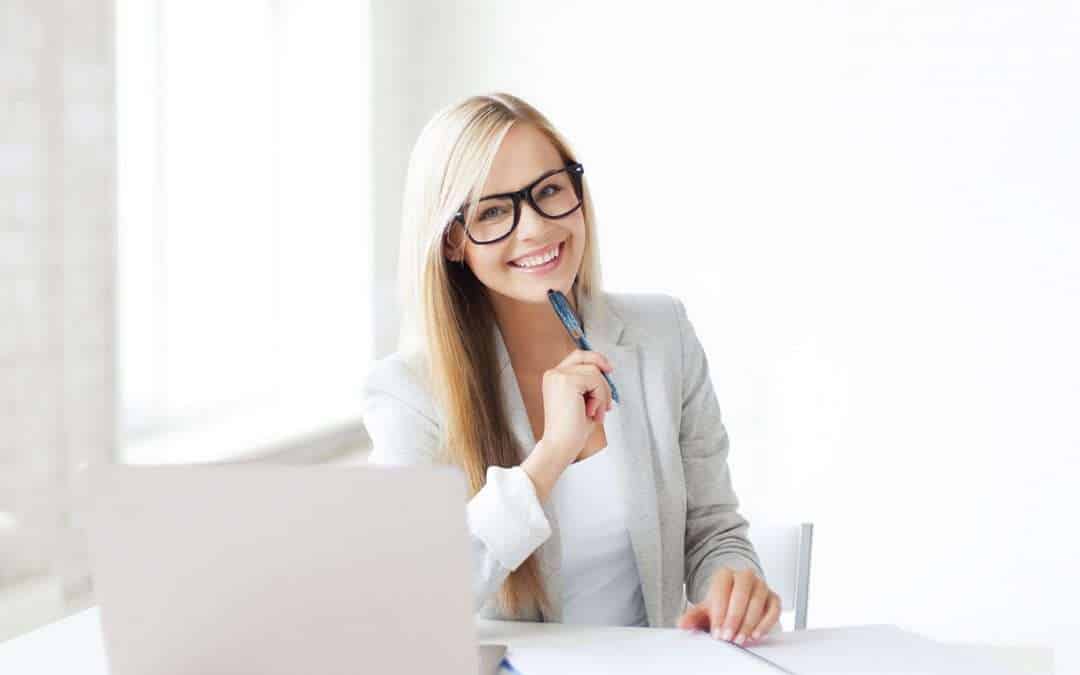 virtual administrative assistant at computer