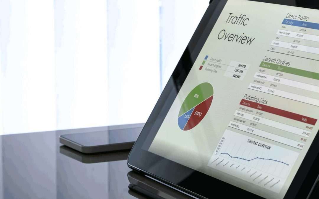 Computer screen displaying website traffic metrics