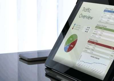 Computer screen displaying website traffic metrics