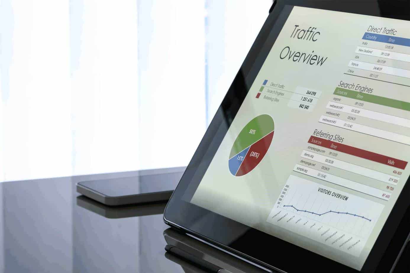 Computer screen displaying website traffic metrics