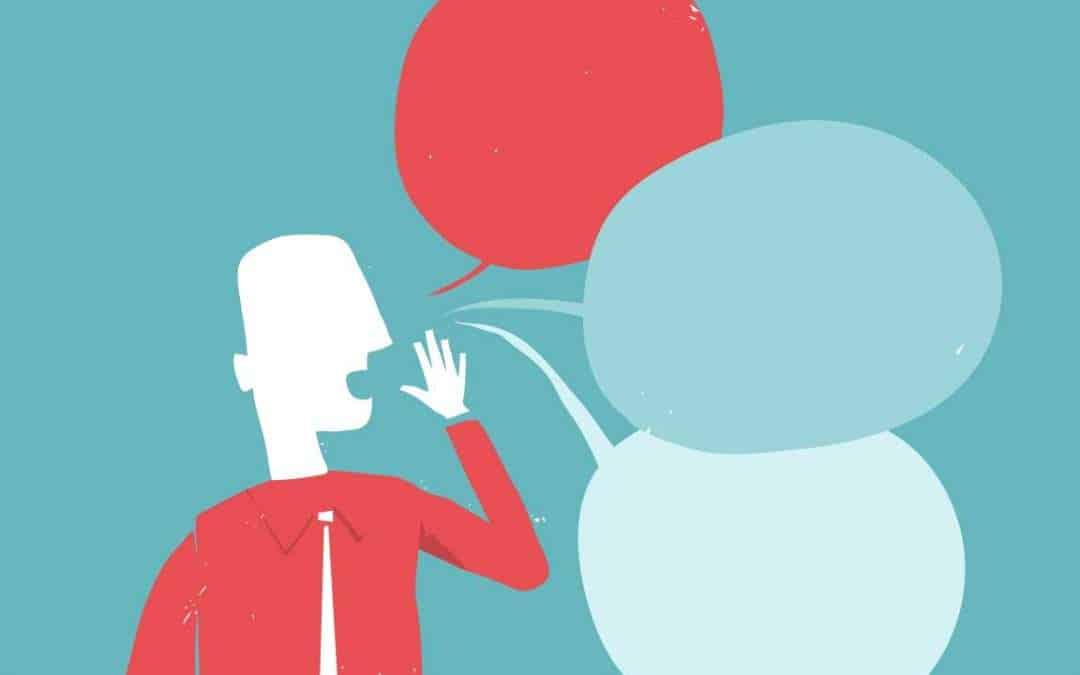 illustration of person speaking with speech bubbles