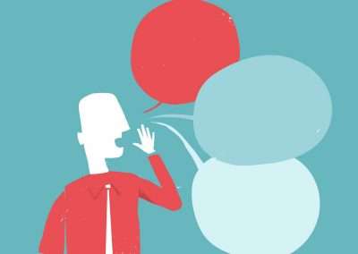 illustration of person speaking with speech bubbles