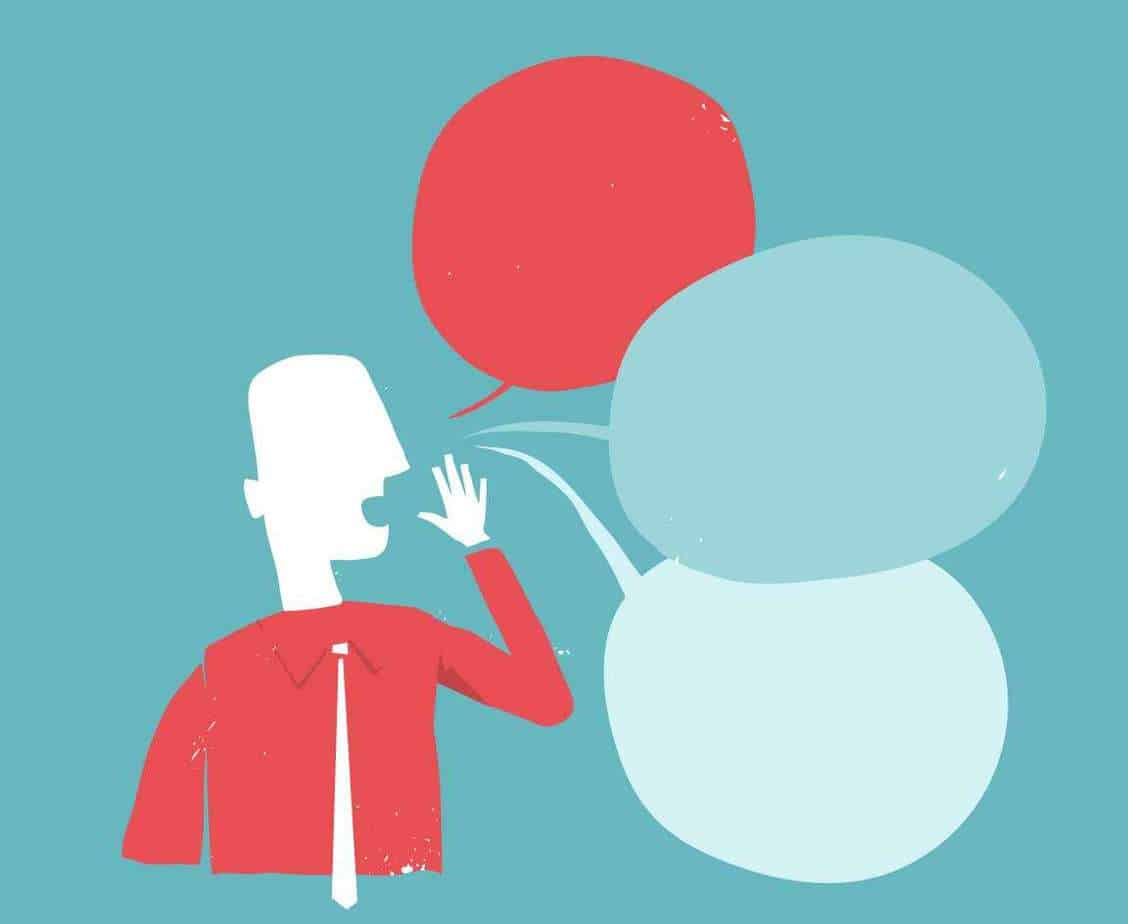 illustration of person speaking with speech bubbles