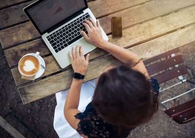 woman using laptop