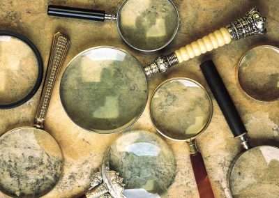 group of magnifying glasses