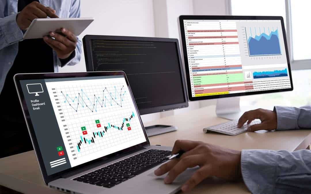 data analytics on computer screens