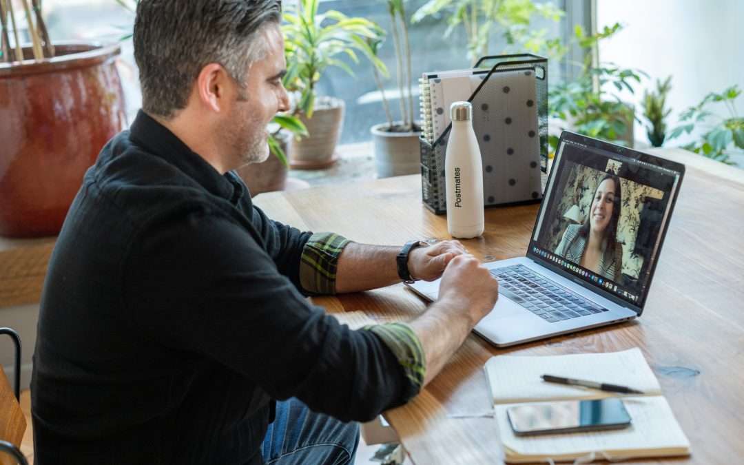 man on virtual call