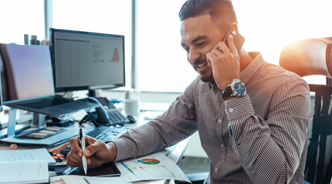 virtual assistant on the phone in office