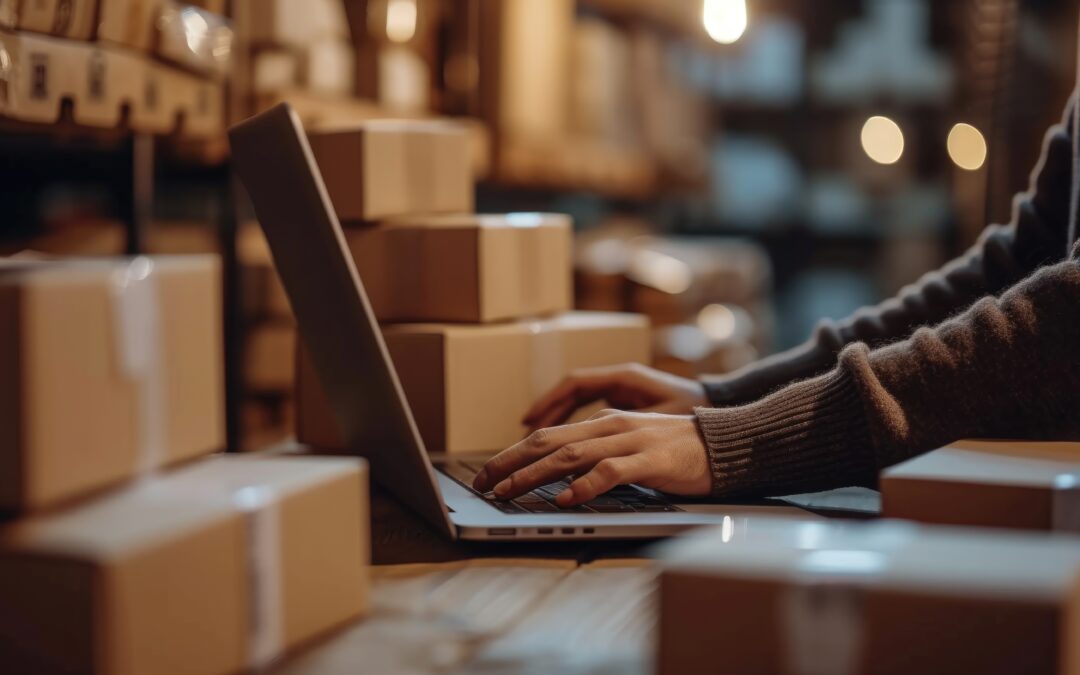 small business owner shipping boxes