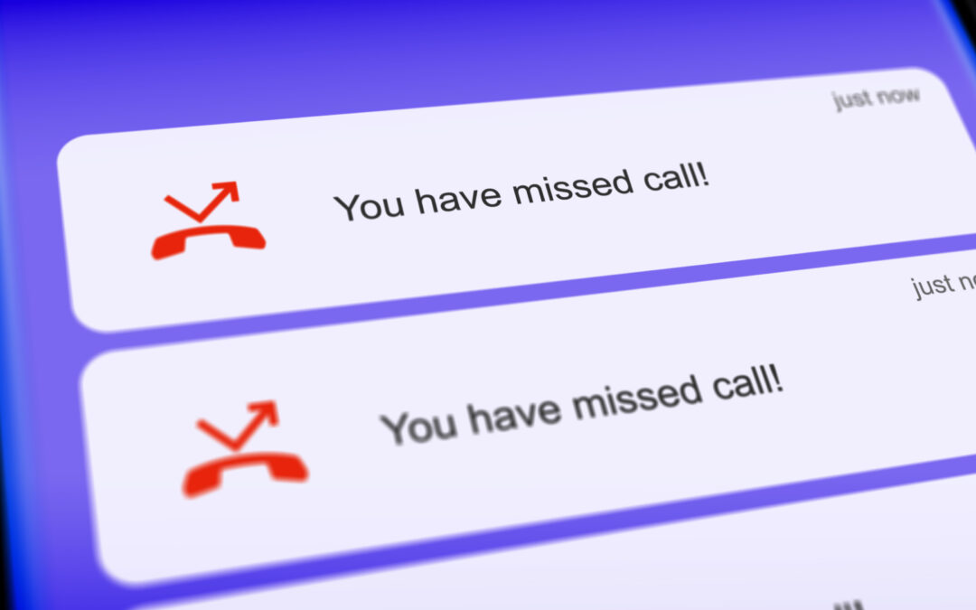 List of missed calls on smartphone screen