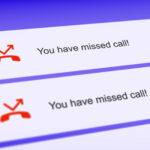List of missed calls on smartphone screen