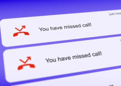 List of missed calls on smartphone screen