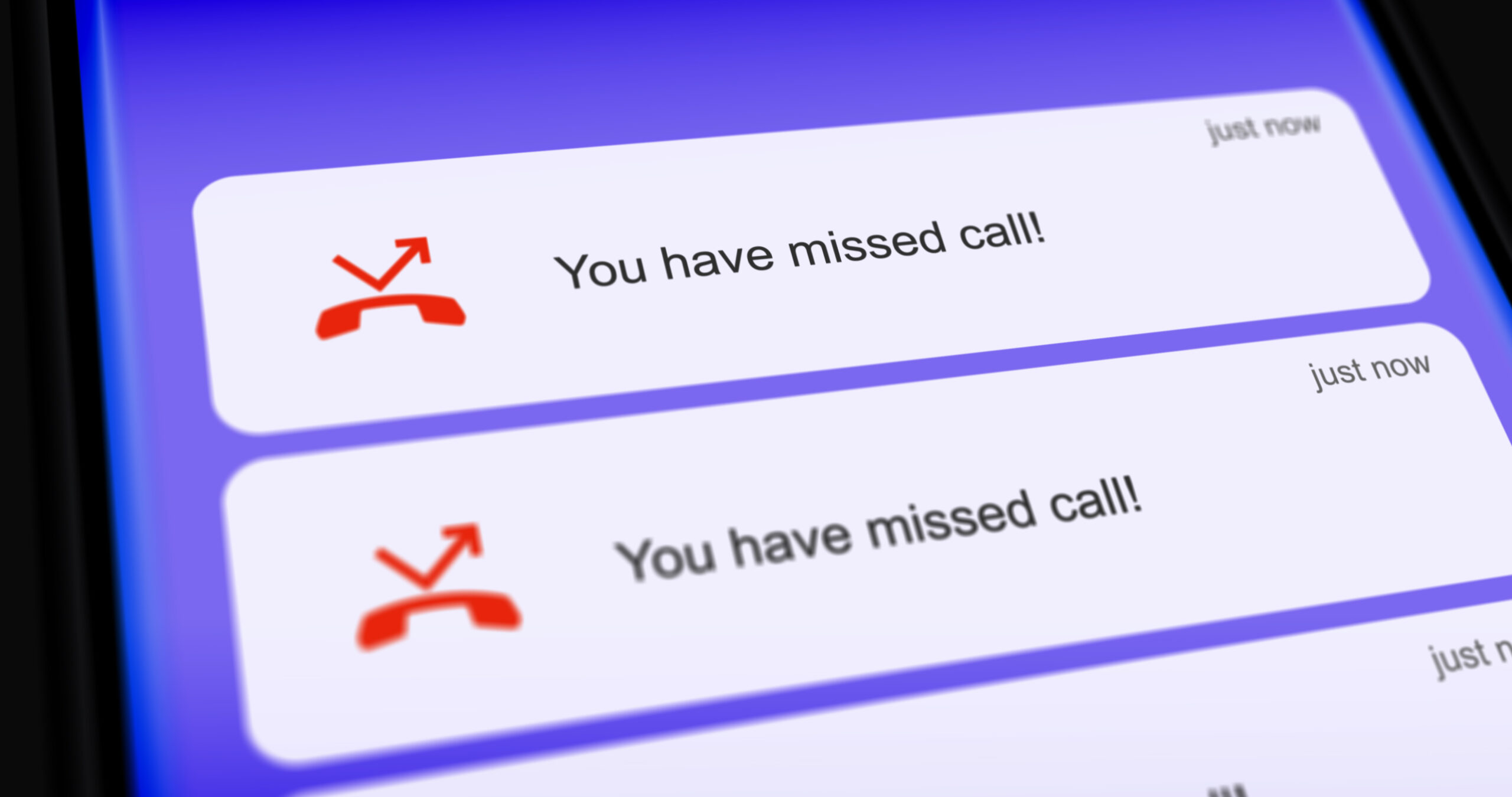 List of missed calls on smartphone screen