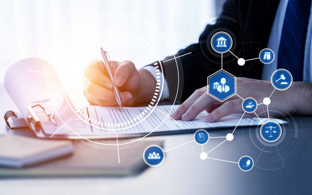 Lawyers office showing concept of virtual legal support.