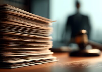 Paperwork piling up on contract attorney's desk