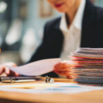 busy executive at desk