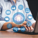 startup executive using laptop