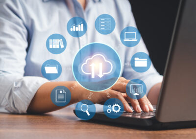 startup executive using laptop