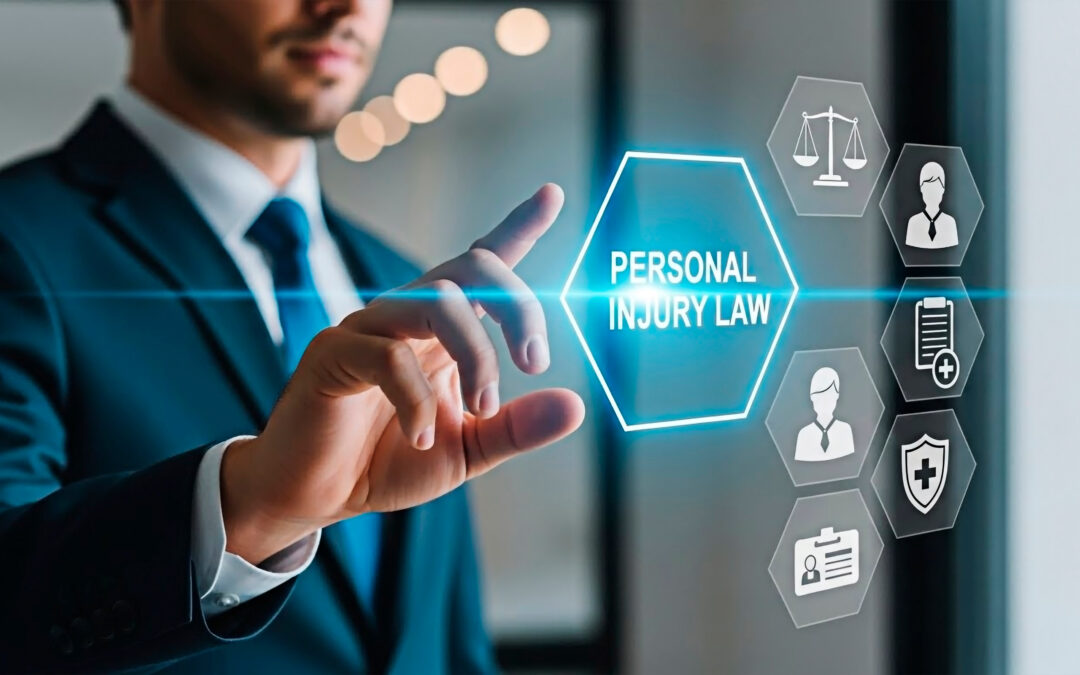 Legal professional interacting with personal injury law for the concept of law and justice.
