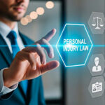 Legal professional interacting with personal injury law for the concept of law and justice.