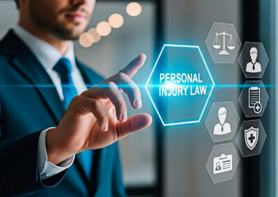 Legal professional interacting with personal injury law for the concept of law and justice.